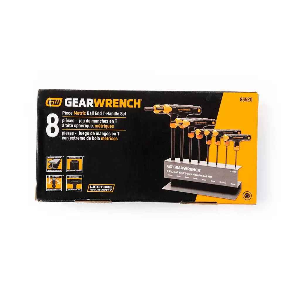 GEARWRENCH 2-10mm T-Handle Met B/End Hex Key Set - 8 Piece 83520