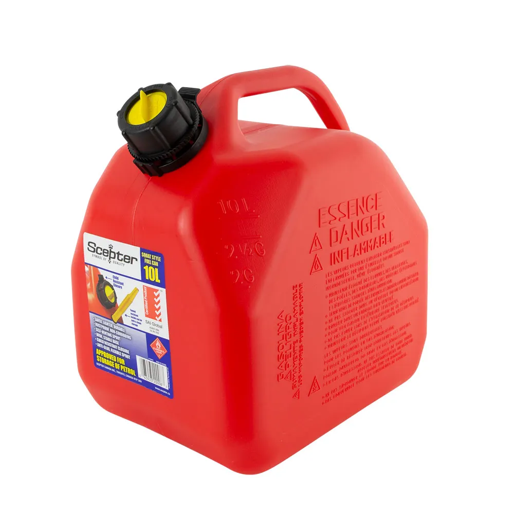 SCEPTER 10L Red Plastic Fuel Can-No Vent FUE8065