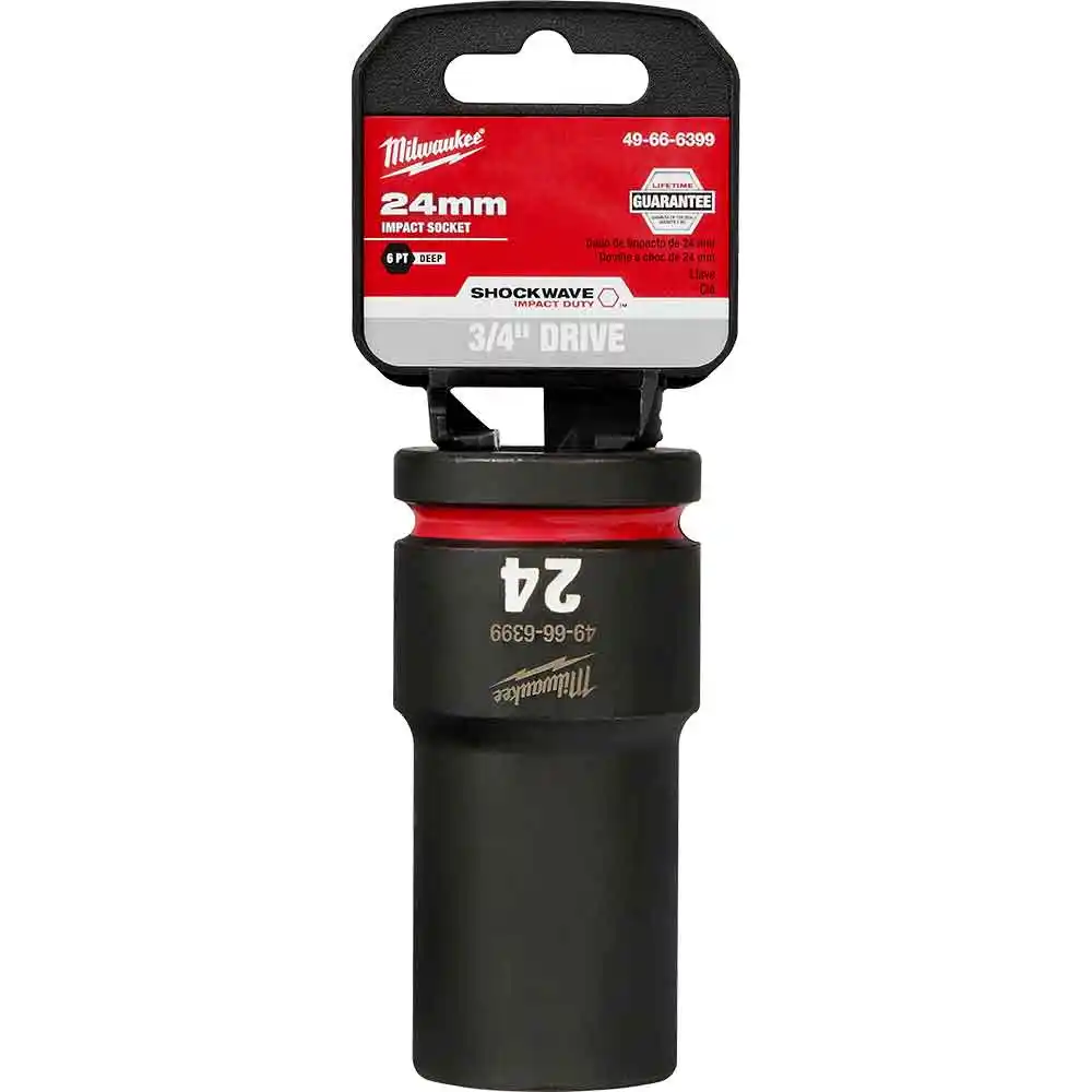MILWAUKEE SHOCKWAVE 3/4inch Drive 24mm Deep 6 Point Impact Socket 49666399
