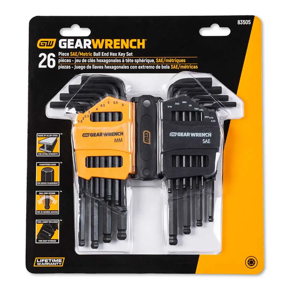 GEARWRENCH Met/Af B/End Long Hex-L Key Set - 30 Piece 83505