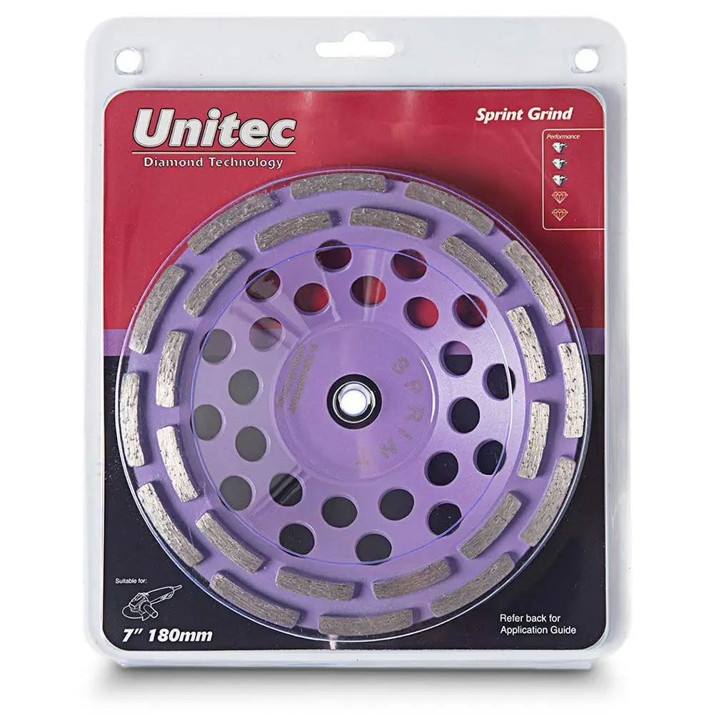 UNITEC 180mm Double-Row General Purpose Diamond Grinding Cup - SPRINT U-7DRCSPRINT