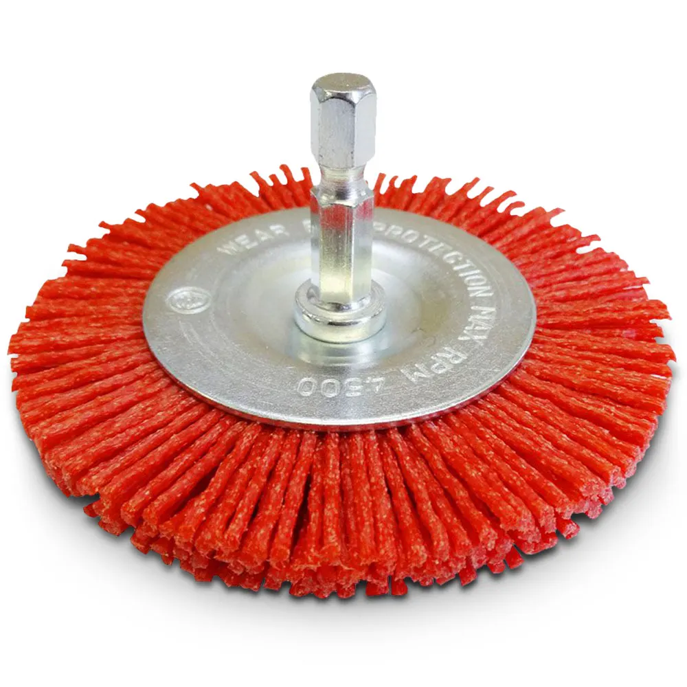 JOSCO 75mm 1/4-Hex Mounted Abrasive Nylon Wheel Brush JAW75R