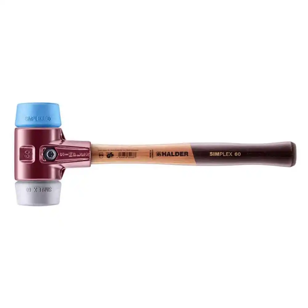 HALDER 60mm 1.27kg Rubber Mallet TPE Tips Wood Handle 3013.06