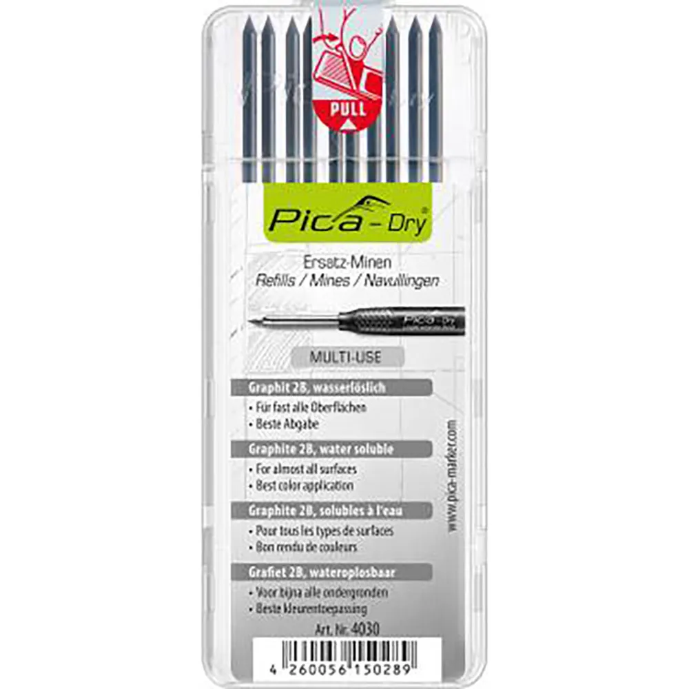 PICA Dry Graphite 2B Lead Refill Set, Hang Sell 4030SB