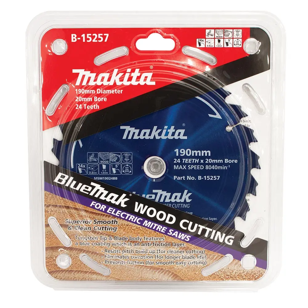 MAKITA 190mm 24T TCT Circular Saw Blade for Wood Cutting - Mitre Saws - BLUEMAK