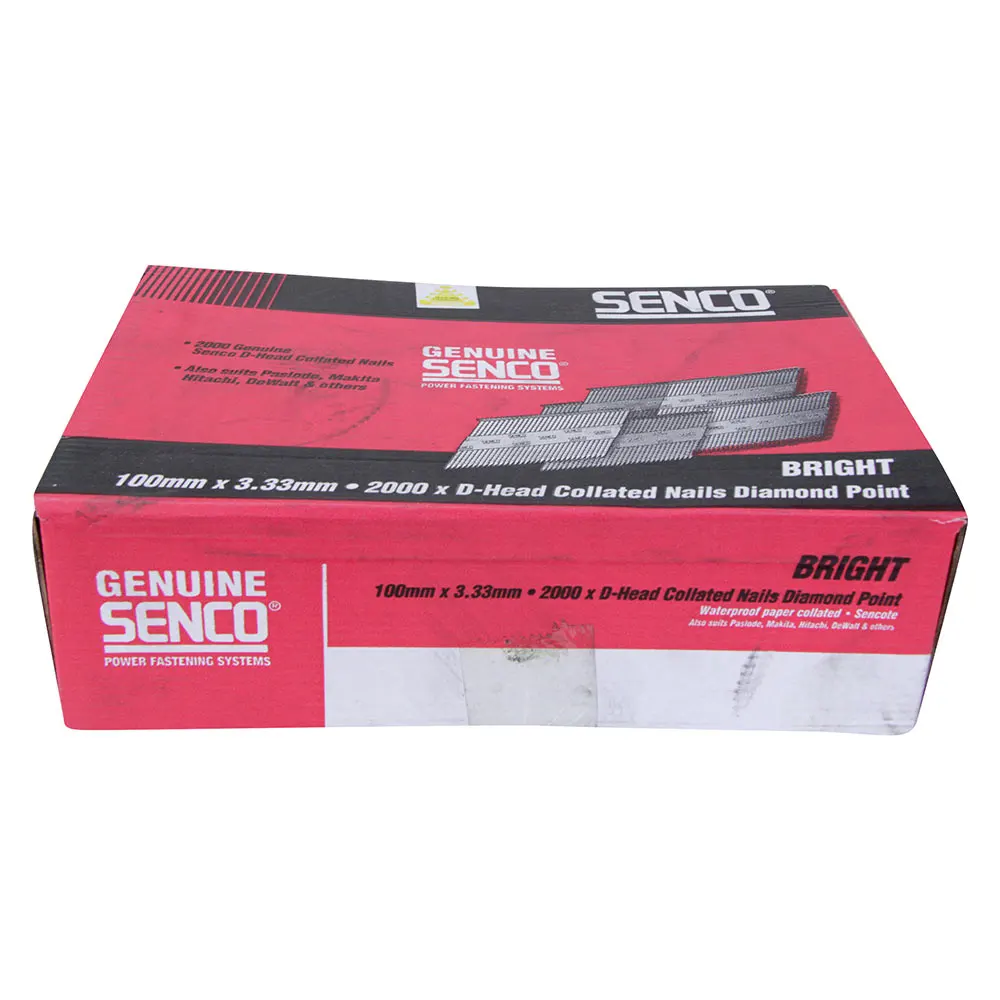 SENCO 34-Deg Bright Steel Framing Nails - 100mm Box of 3000 KC100APB