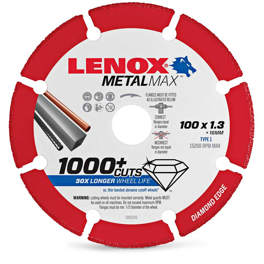 LENOX 100mm Diamond Metal Cut Off Blade - METALMAX 1985009