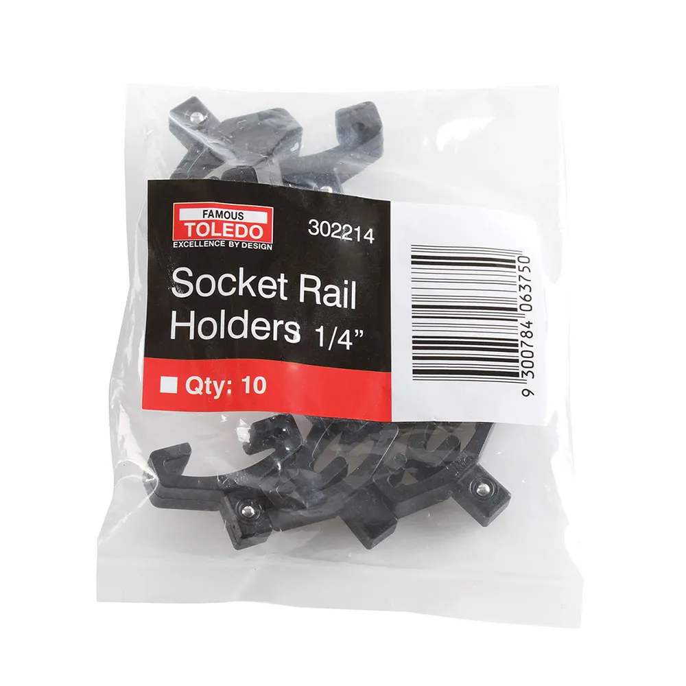 TOLEDO 1/4" Socket Rail Holders - 10 Pack 302214