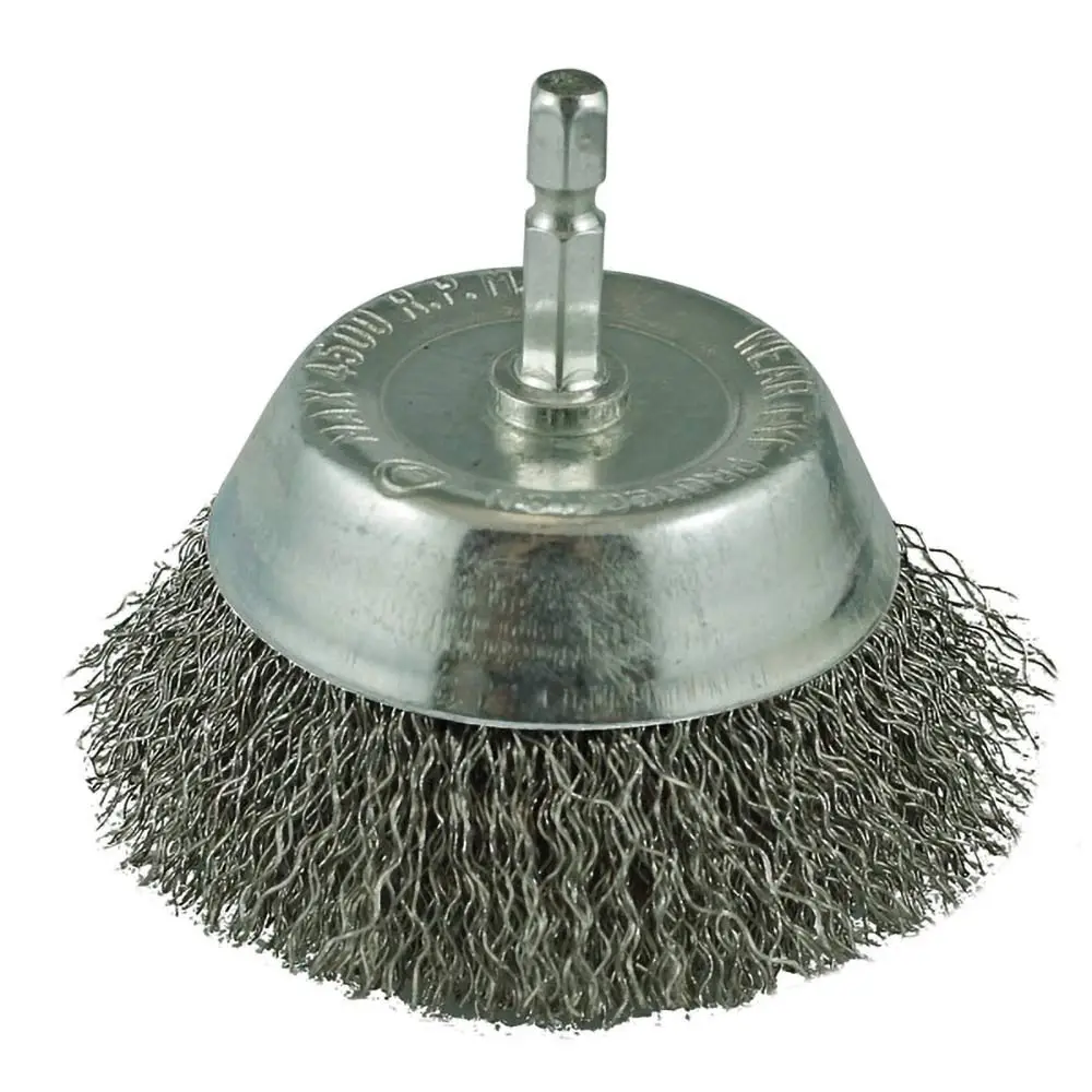 ITM 65mm 1/4" Hex Shank Crimp Wire Spindle Mounted Cup Brush TM7021-065