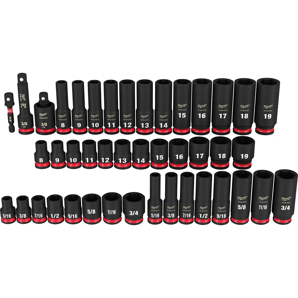 MILWAUKEE 43 Piece 3/8inch Drive 6 Point SAE & Metric Impact Socket Set 49667009