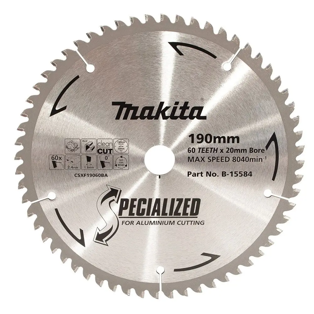 MAKITA 190mm 60T TCT Circular Saw Blade for Aluminium Cutting - SPECIALIZED B-15584