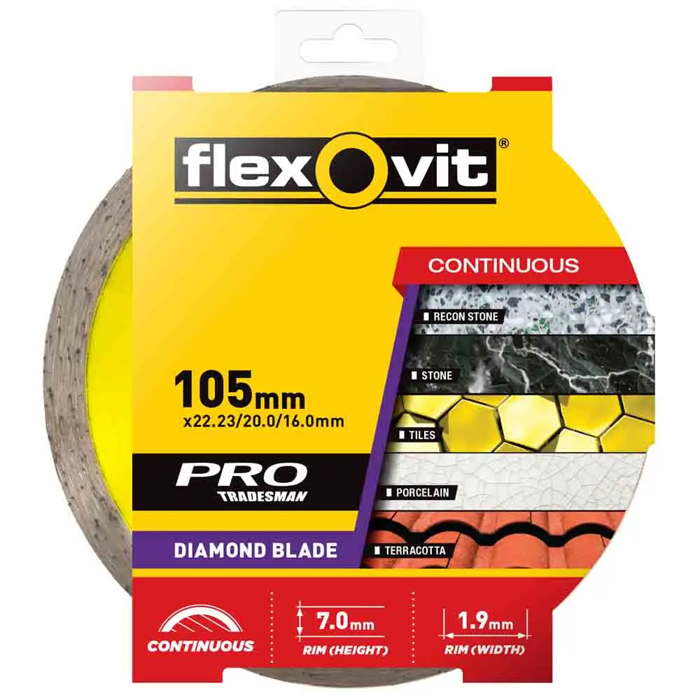 FLEXOVIT 105mm Continuous Rim Diamond Blade for Concrete & Clay Bricks 70184624711