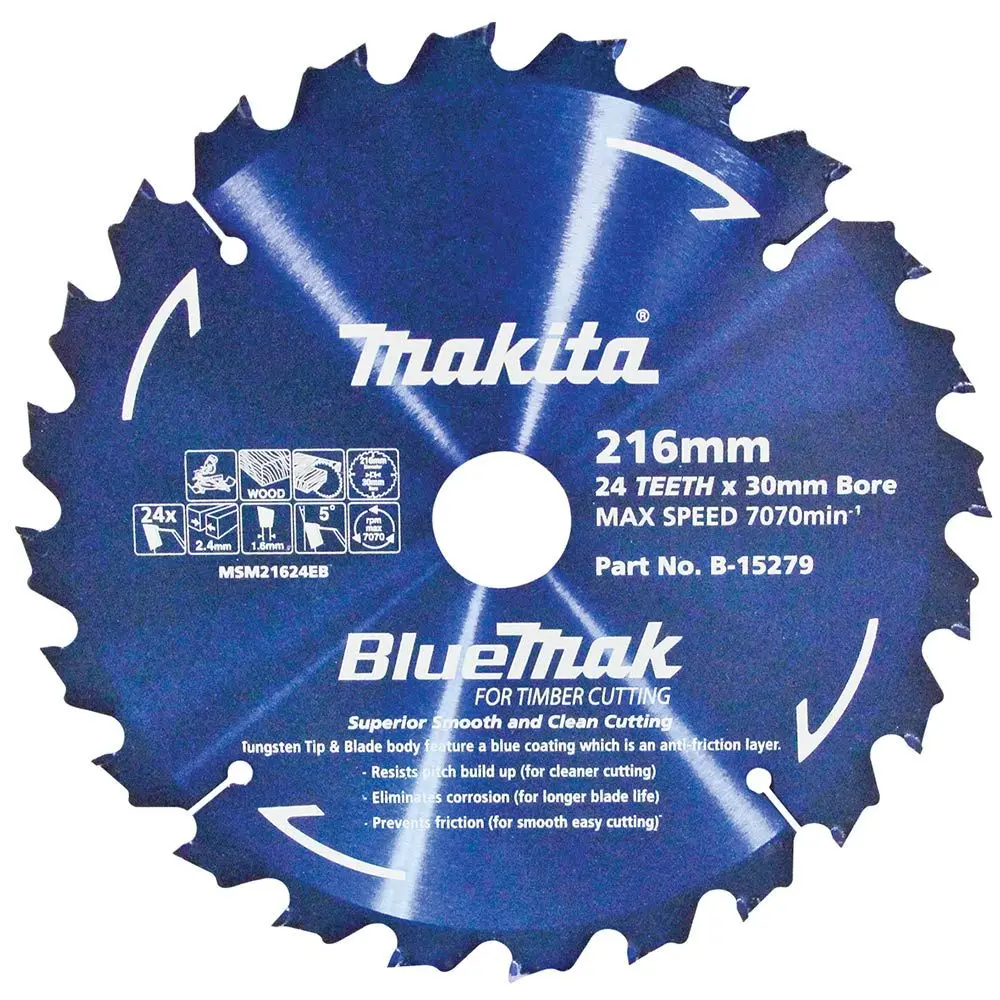 MAKITA 216mm 24T TCT Circular Saw Blade for Wood Cutting - Mitre Saws - BLUEMAK B-15279