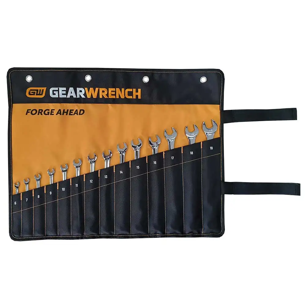 GEARWRENCH 14 Piece 12 Point Long Pattern Metric Combinataion Wrench Set Roll 81936