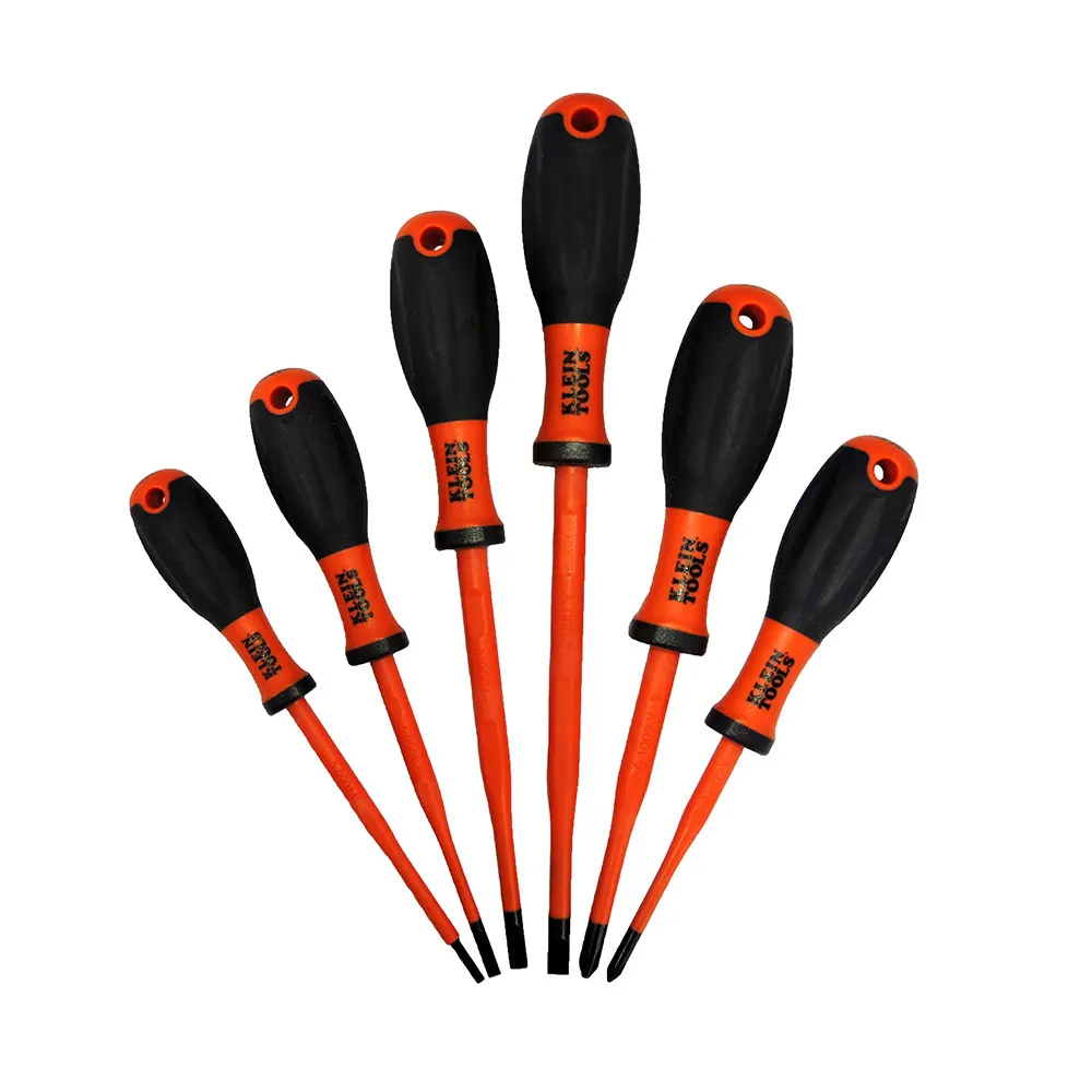 KLEIN 6 Piece VDE Screwdriver Set Slim Shaft 32317INS