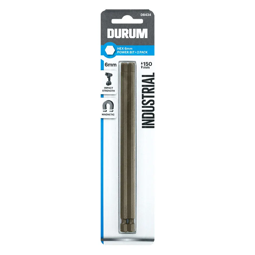 DURUM 6 x 150mm Hex Power Screwdriver Bit - 2 Piece DB434