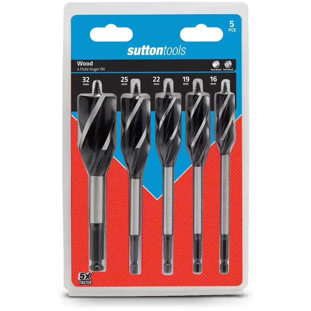 SUTTON 16-32mm 4-Flute Auger Bit Set - 5 Piece