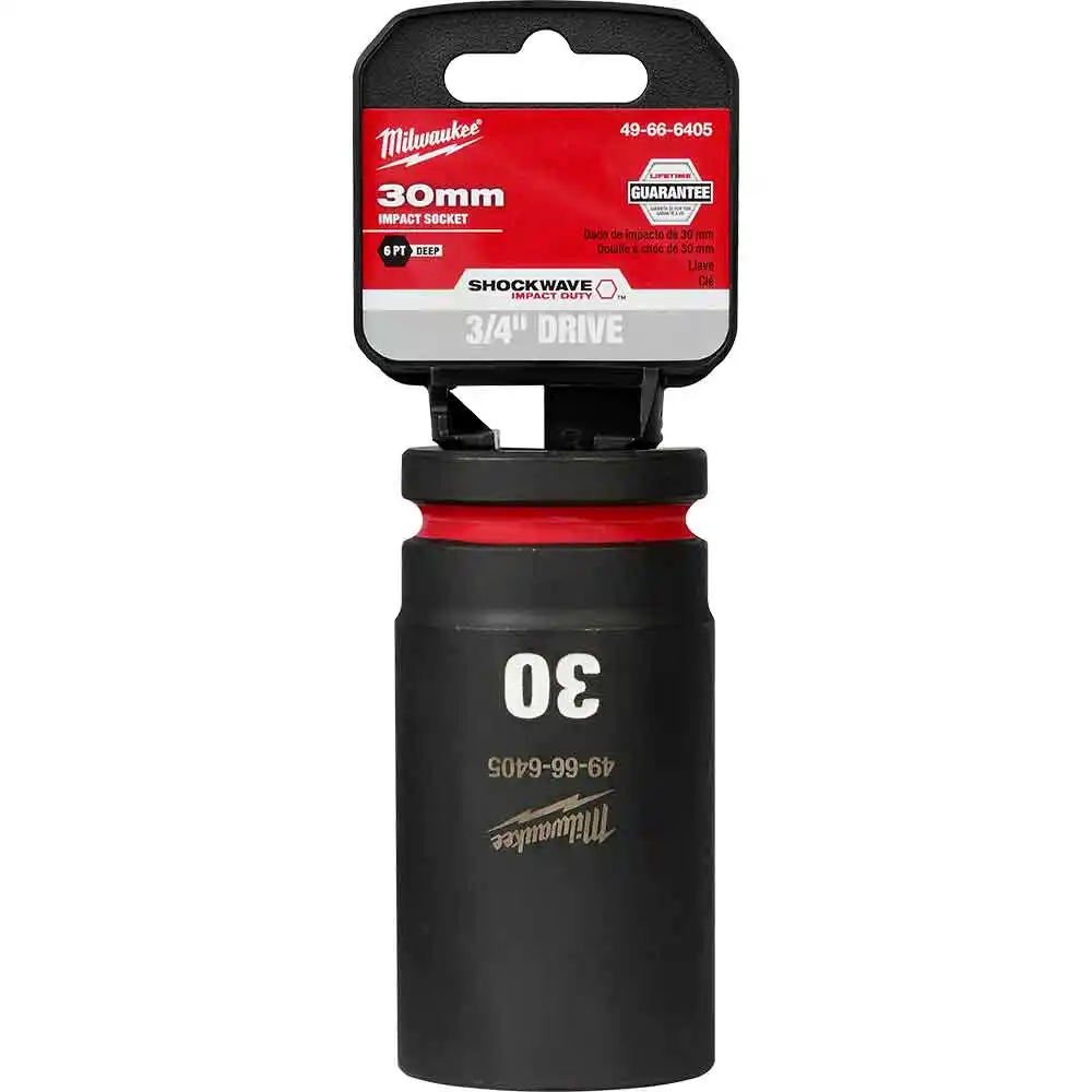 MILWAUKEE SHOCKWAVE 3/4inch Drive 30mm Deep 6 Point Impact Socket 49666405