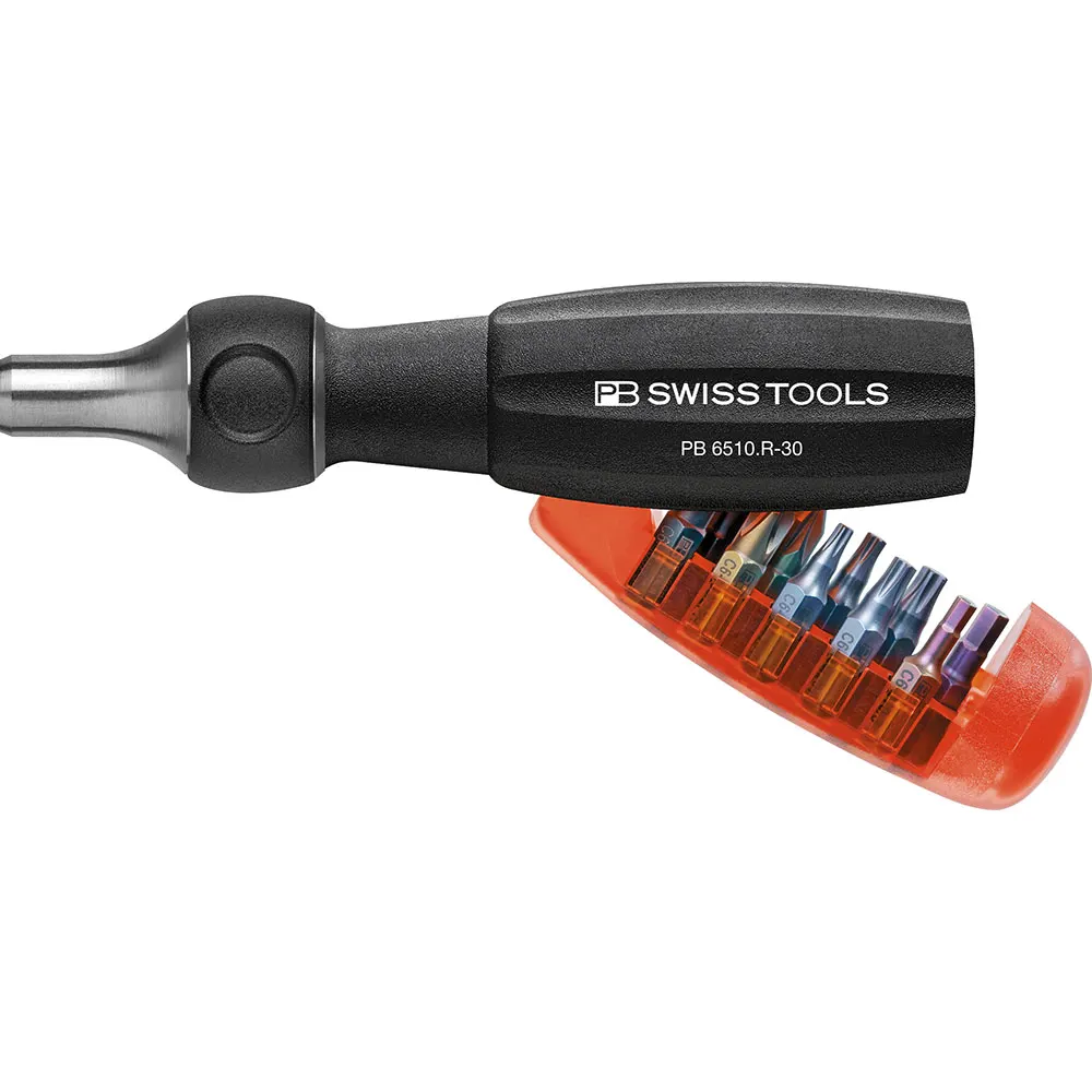 PB SWISS 2xsl,1xph,1xpz,4xtx,2xhx Screwdriver Ratchet Set - 10 Piece PB 6510.R-30