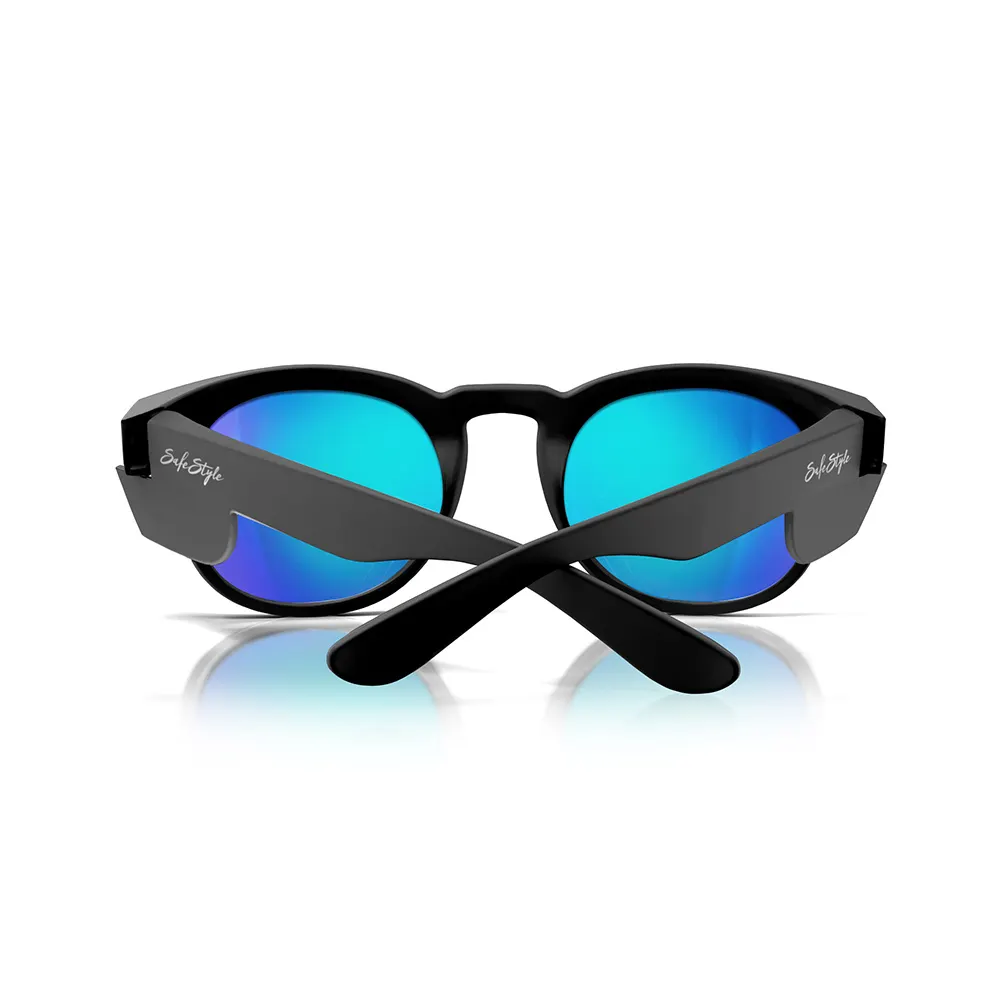 SAFESTYLE Cruisers Matte Black Frame Mirror Blue Polarised Lens UV400 CRMBBP100