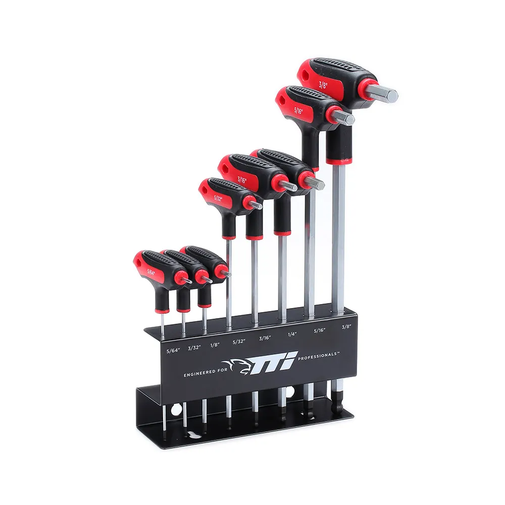 TTI 5/64"-3/8" T-Handle Hex Key Set 8 Piece AF Imperial Ball End THI008