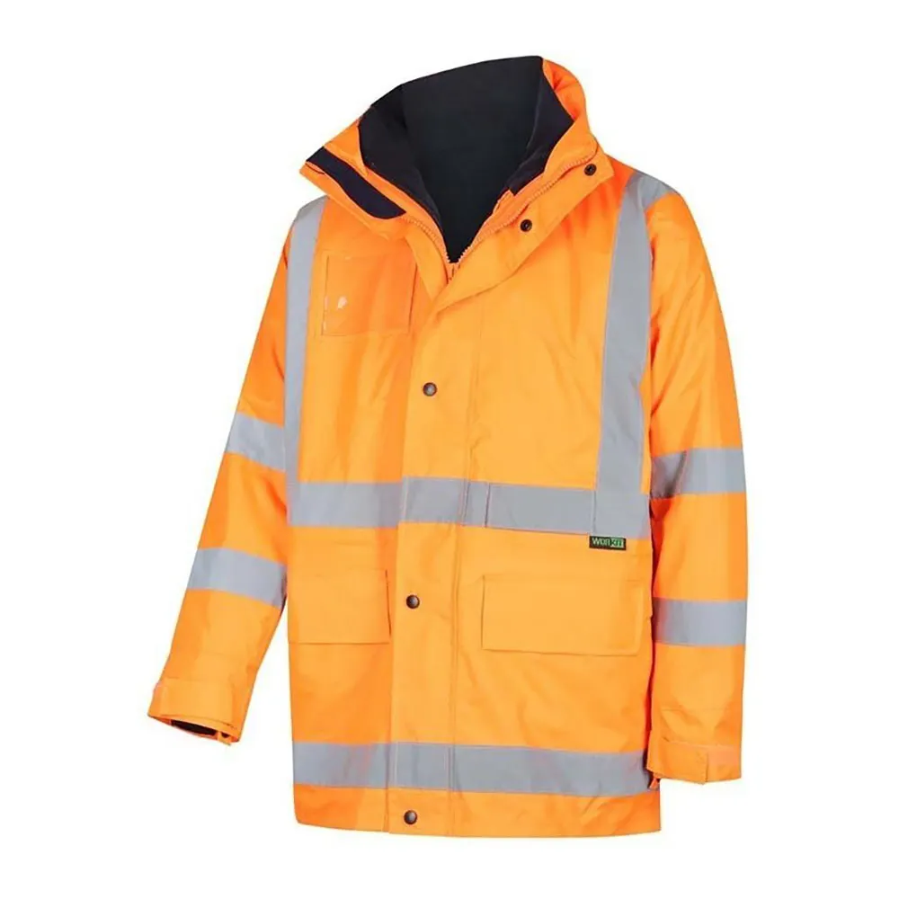 WORKIT Hi Vis 2 Tone 5 in 1 Waterproof Biomotion X-Back Rail Taped Jacket Orange 3004XO2XL