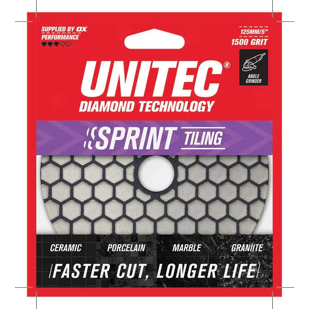 UNITEC 125mm 1500-Grit Hook & Loop Diamond Polishing Pad U-1500DDPP