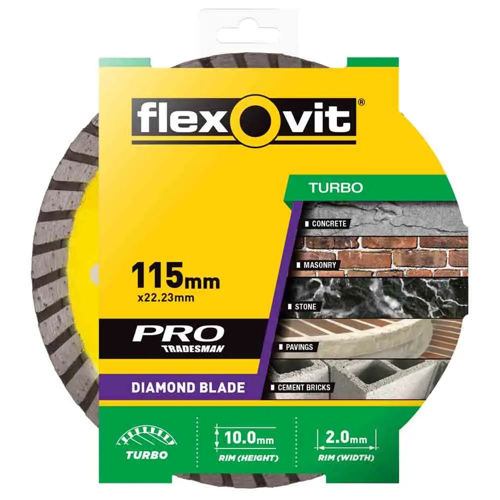 FLEXOVIT 115mm Turbo Diamond Blade for Concrete & Clay Bricks 70184624720