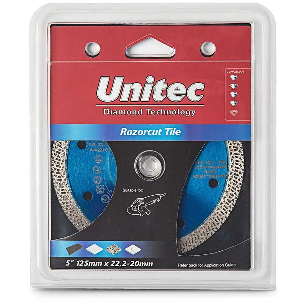 UNITEC 125mm Turbo Continuous Rim Diamond Blade for Ceramic Cutting - RAZORCUT-TILE U-5RZTT
