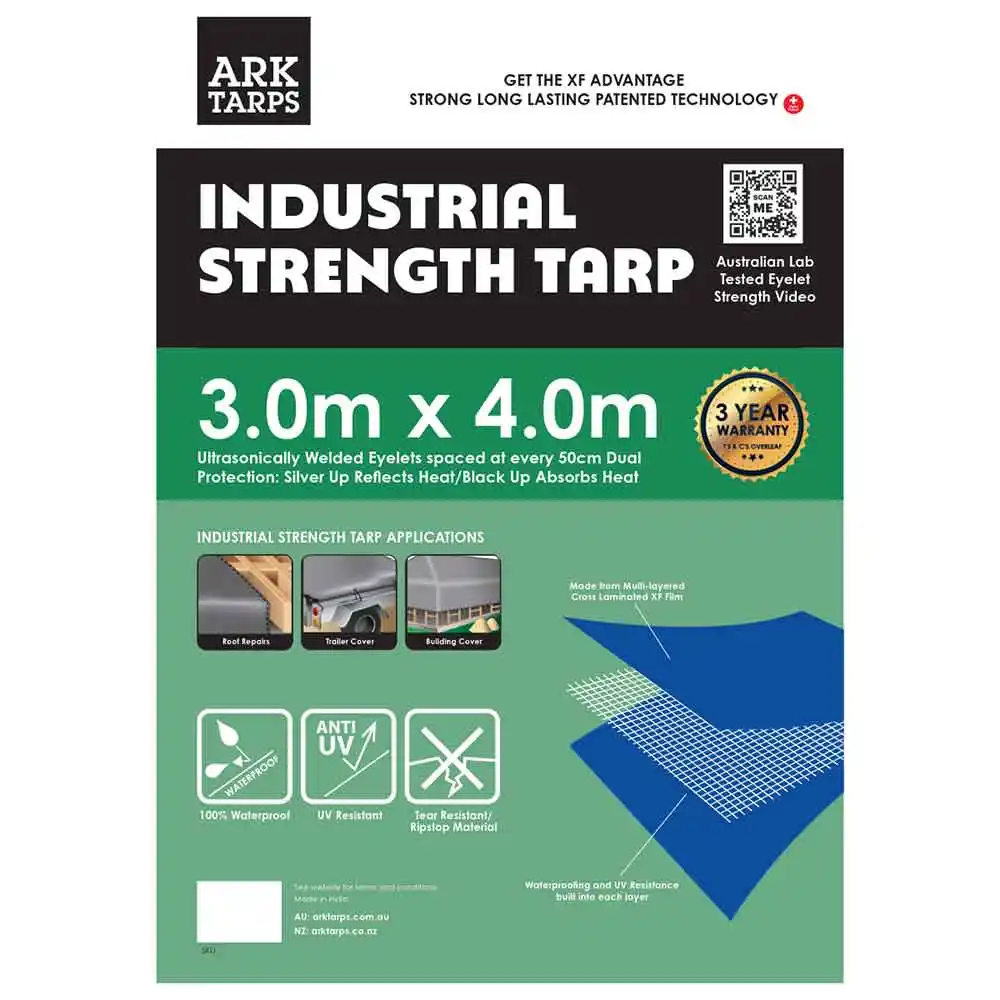 ARK TARPS 3M x 4M Silver/Black Industrial Strength Tarp 20BS0030T0040