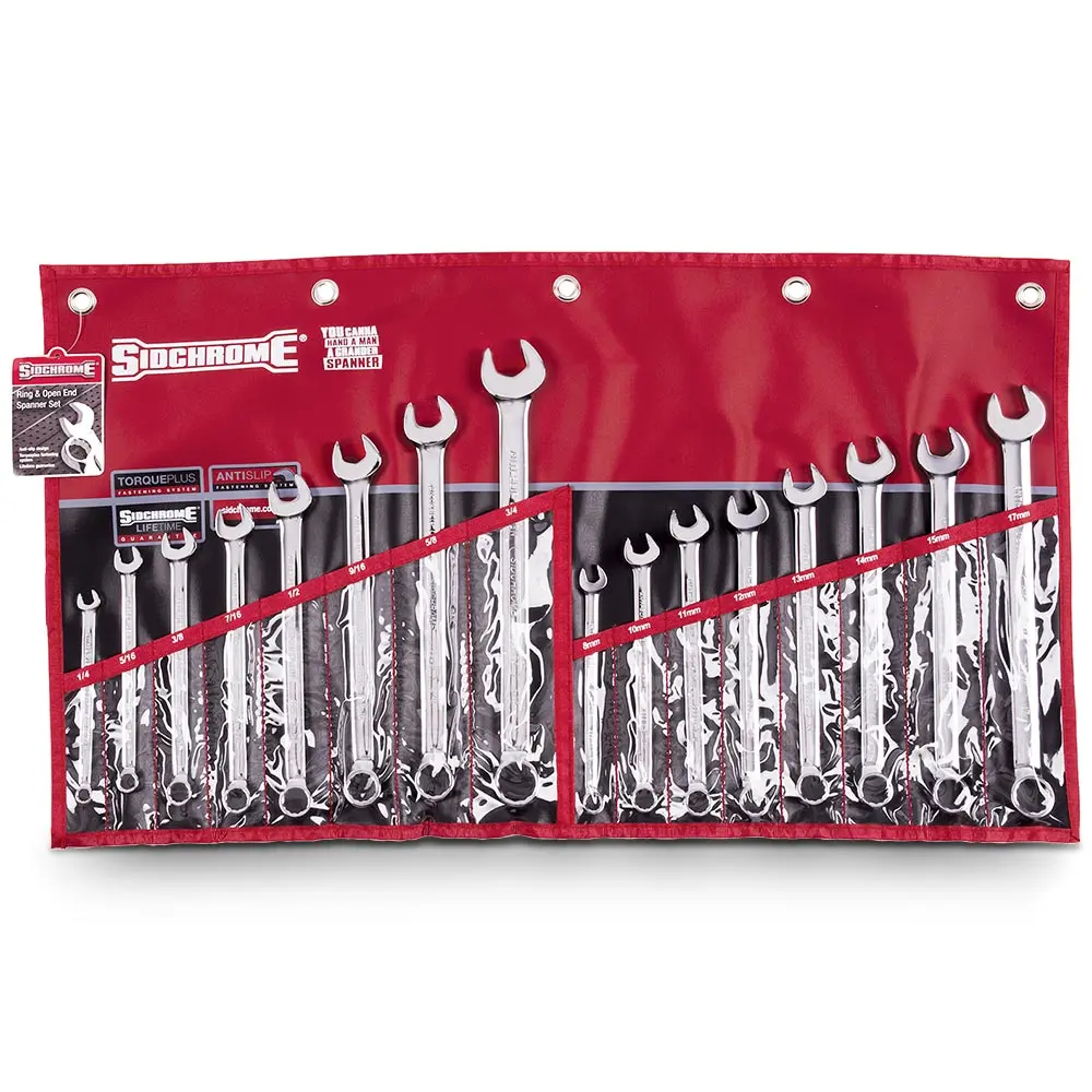 SIDCHROME 16 Piece Metric/AF Ring & Open Ring Spanner Set SCMT22105
