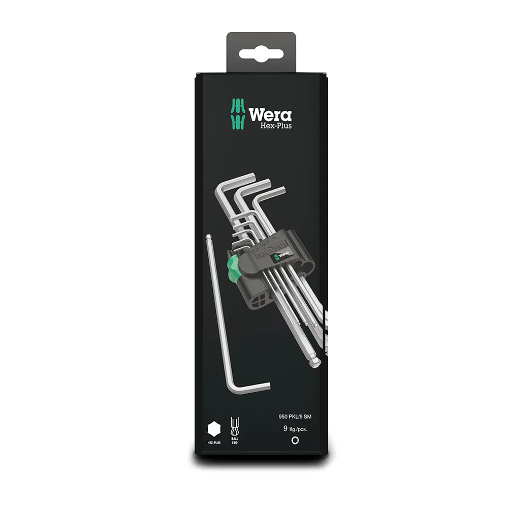 WERA 950/9 Hex-Plus 1 Sb L-Key Set, Metric, Chrome-Plated - 9 Piece WER073391