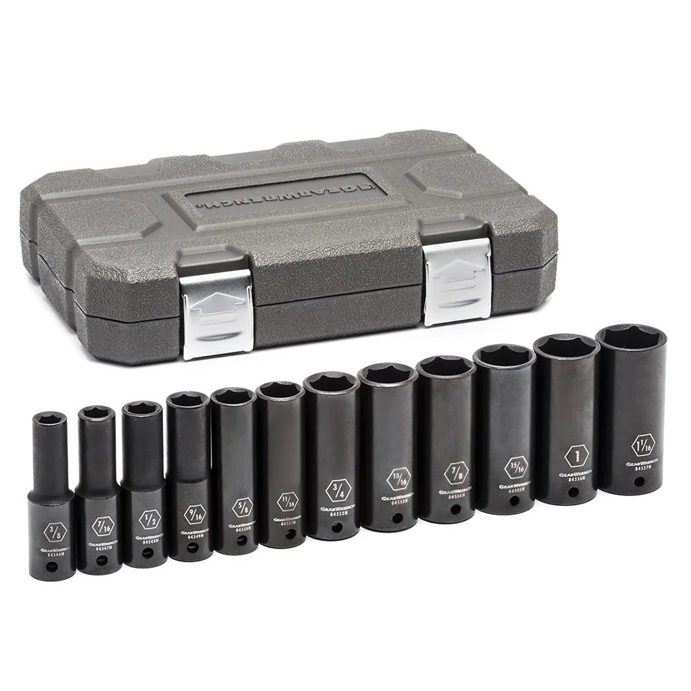GEARWRENCH 12 pcs 1/2inch Drive 6 Point SAE Deep Impact Socket Set 84942N