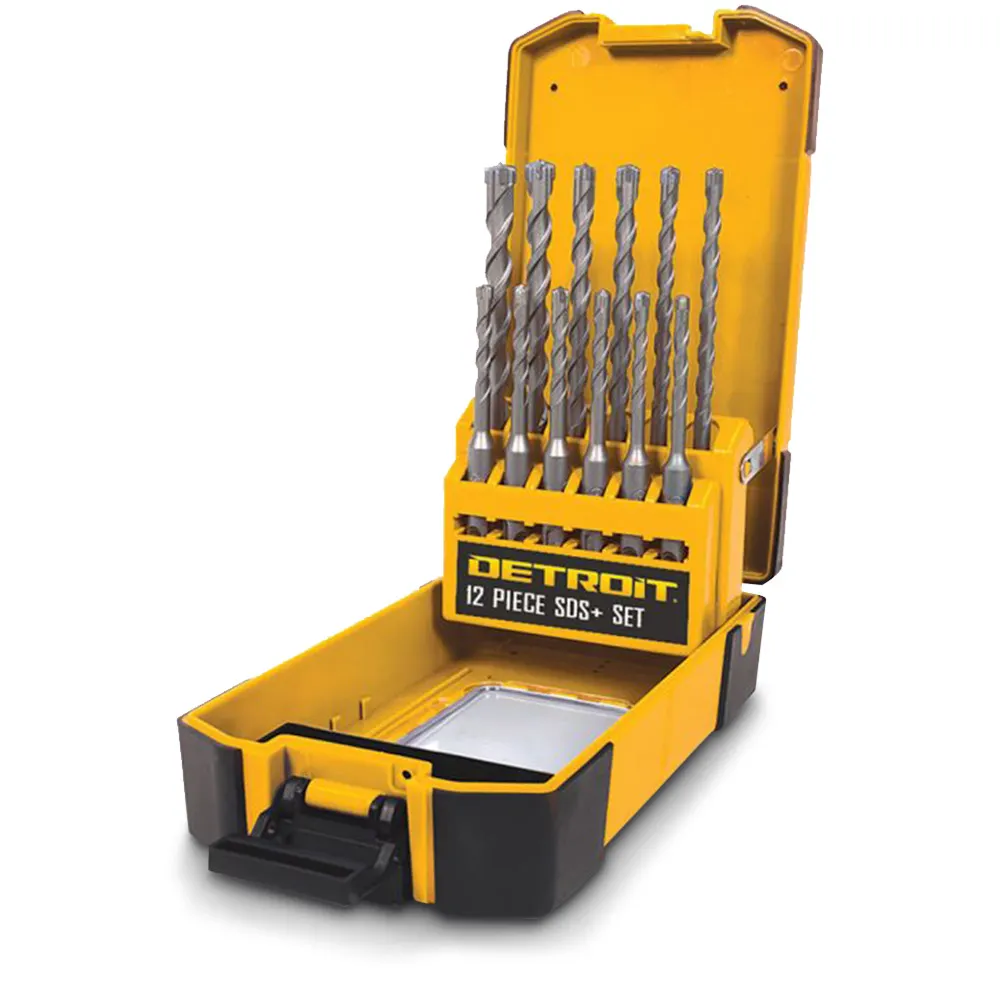 DETROIT 5-12mm 4-Cutter SDS-Plus TCT Hammer Drill Bit Set - 12 Piece