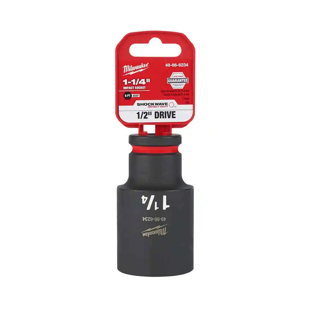 MILWAUKEE SHOCKWAVE 1/2" Drive 1-1/4" Deep 6 Point Impact Socket 49666234