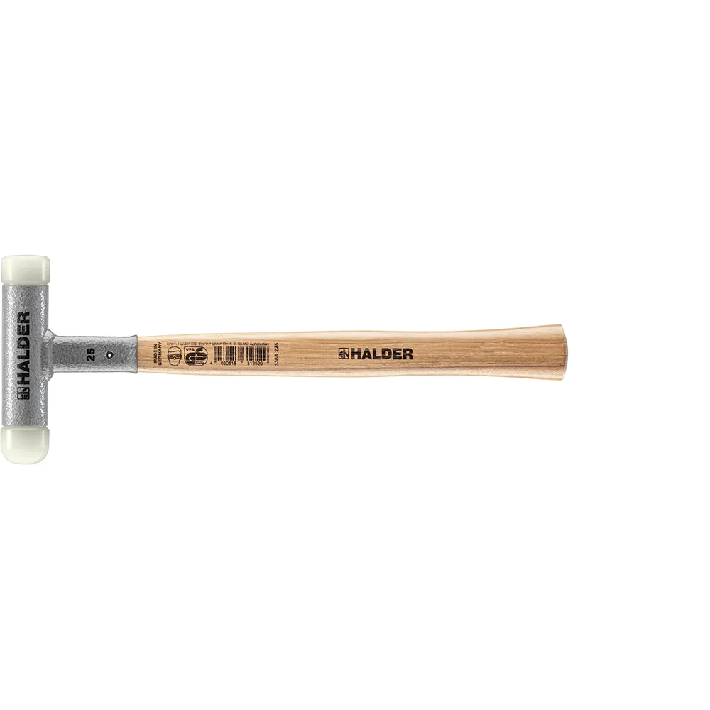 HALDER 25mm 325g Dead Blow Hammer Replacable Tips Hickory Handle 3366.W225