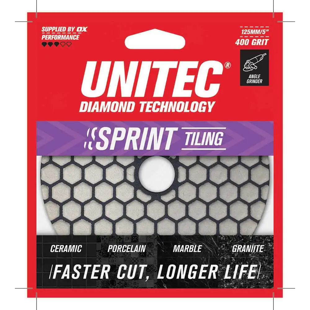 UNITEC 125mm 400-Grit Hook & Loop Diamond Polishing Pad U-400DDPP