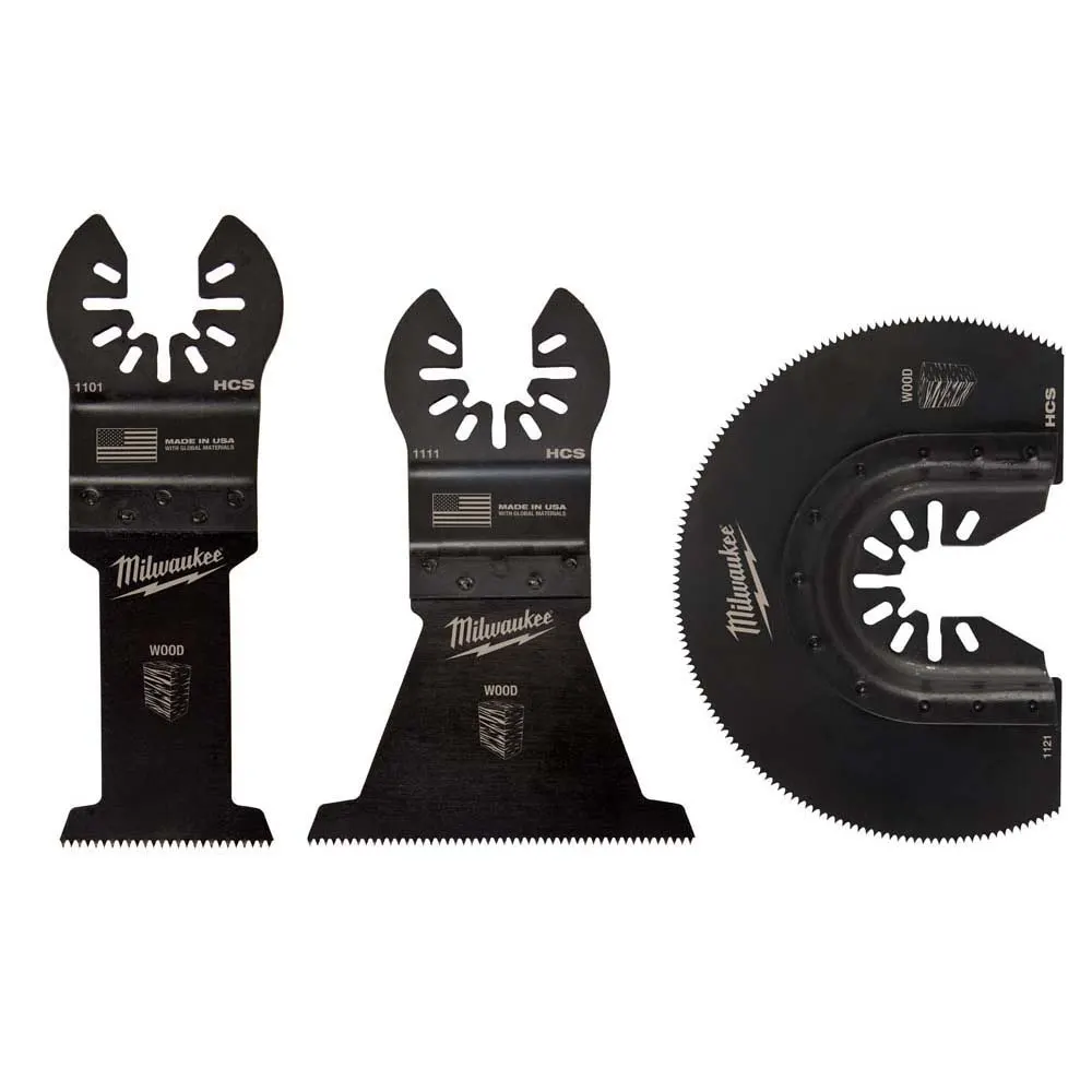 MILWAUKEE 3 piece OPEN-LOK Wood Blade Multi Tool Blade Variety Pack 49109004