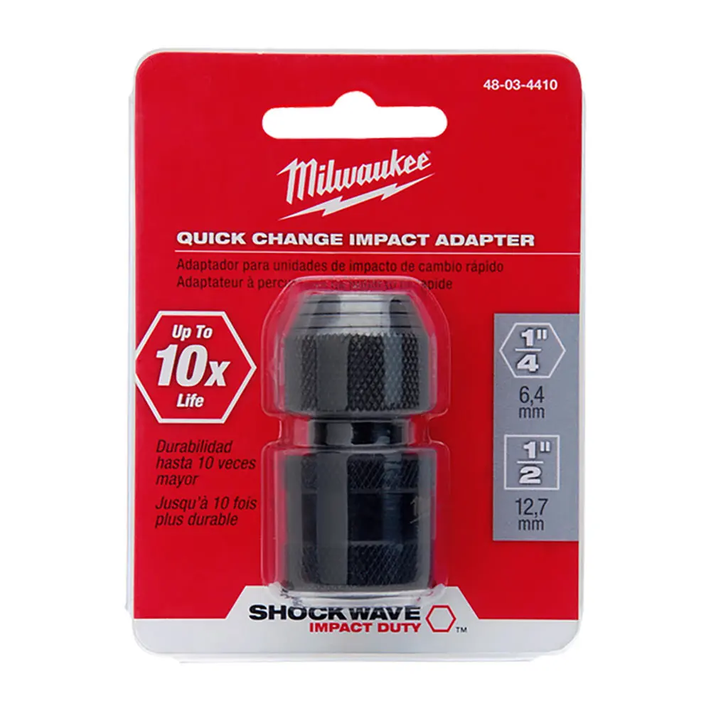 MILWAUKEE 1/2-Drive Socket to 1/4-Hex Quick-Change Adaptor - SHOCKWAVE 48034410