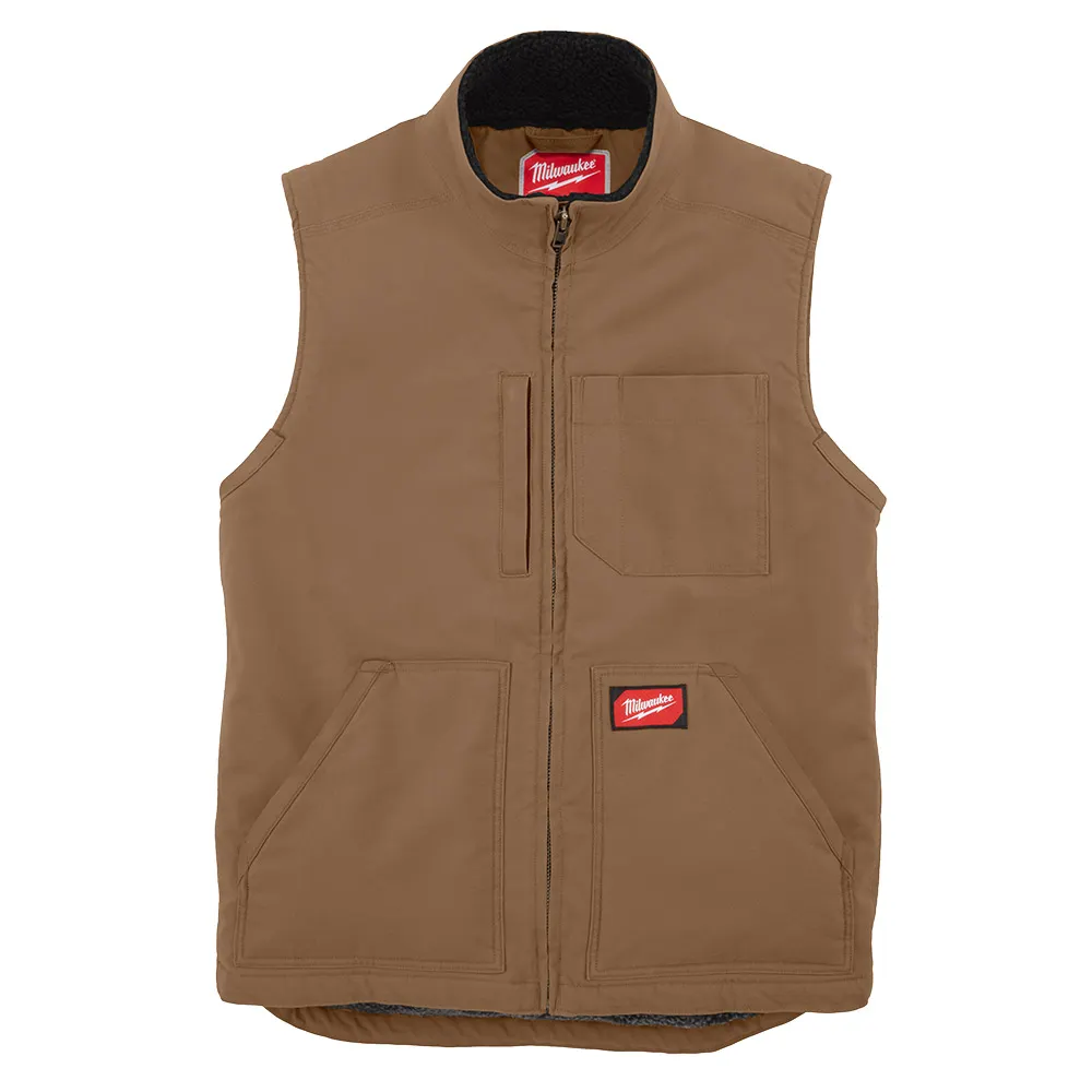 MILWAUKEE GRIDIRON Sherpa Lined Vest - Brown 801BR