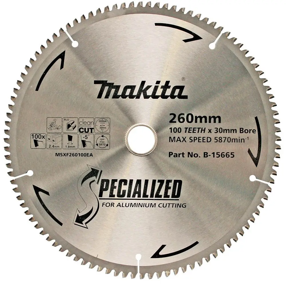 MAKITA 260mm 100T TCT Circular Saw Blade for Aluminium Cutting - Mitre Saws - SPECIALIZED B-15665