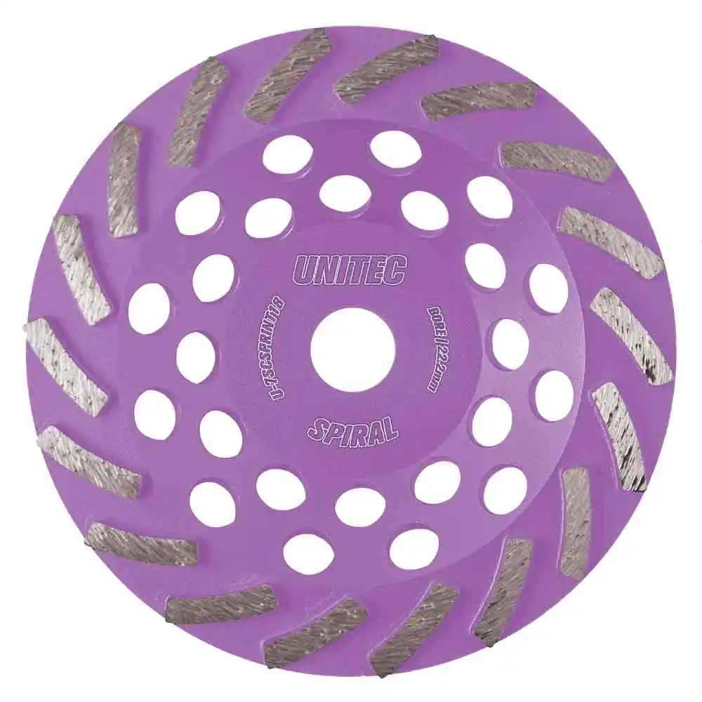 UNITEC 7" 18 Segment Spiral Diamond Grinding Cup U-7SCSPRINT18