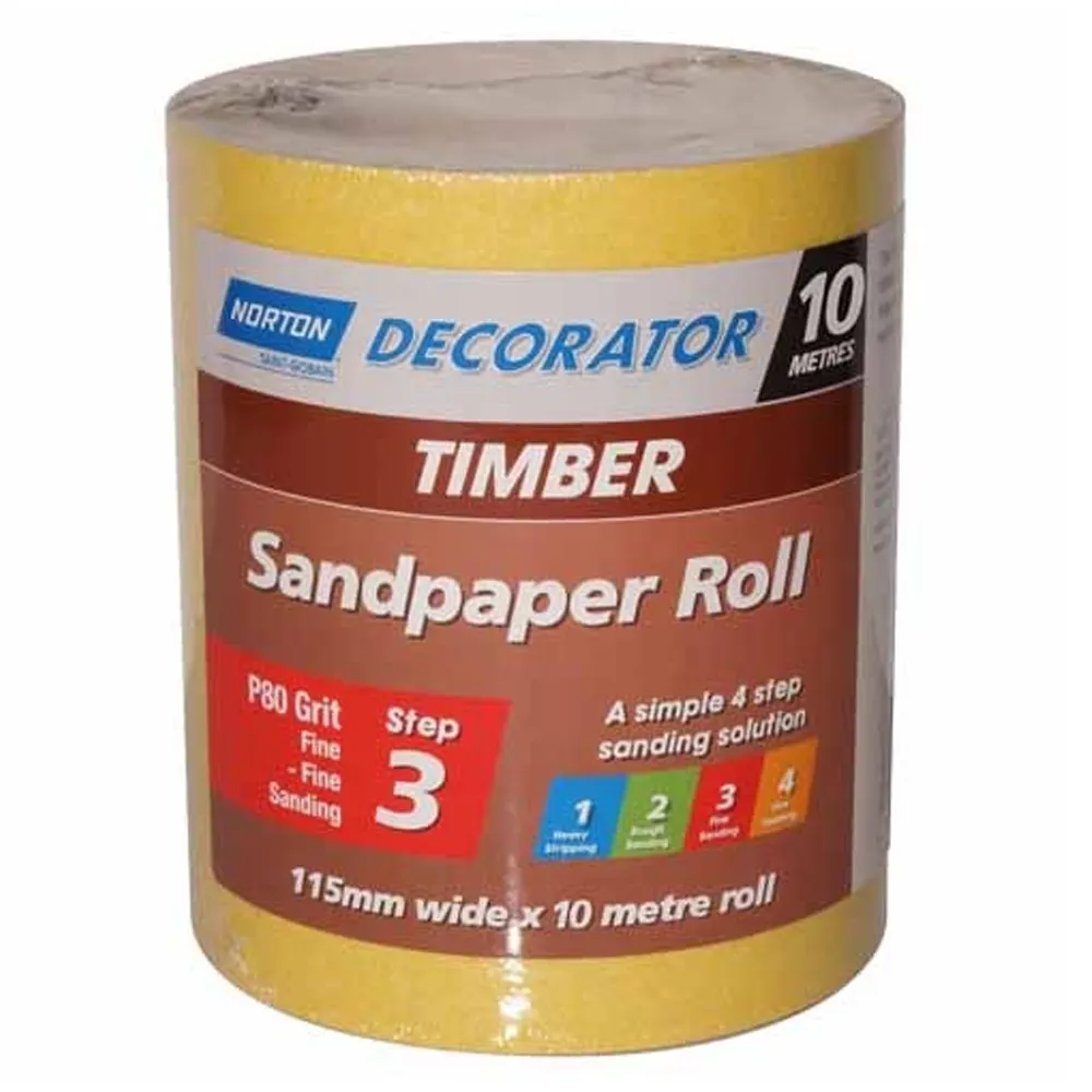 NORTON 115mm x 10m 80-Grit Sanding Roll for Wood - DECORATOR