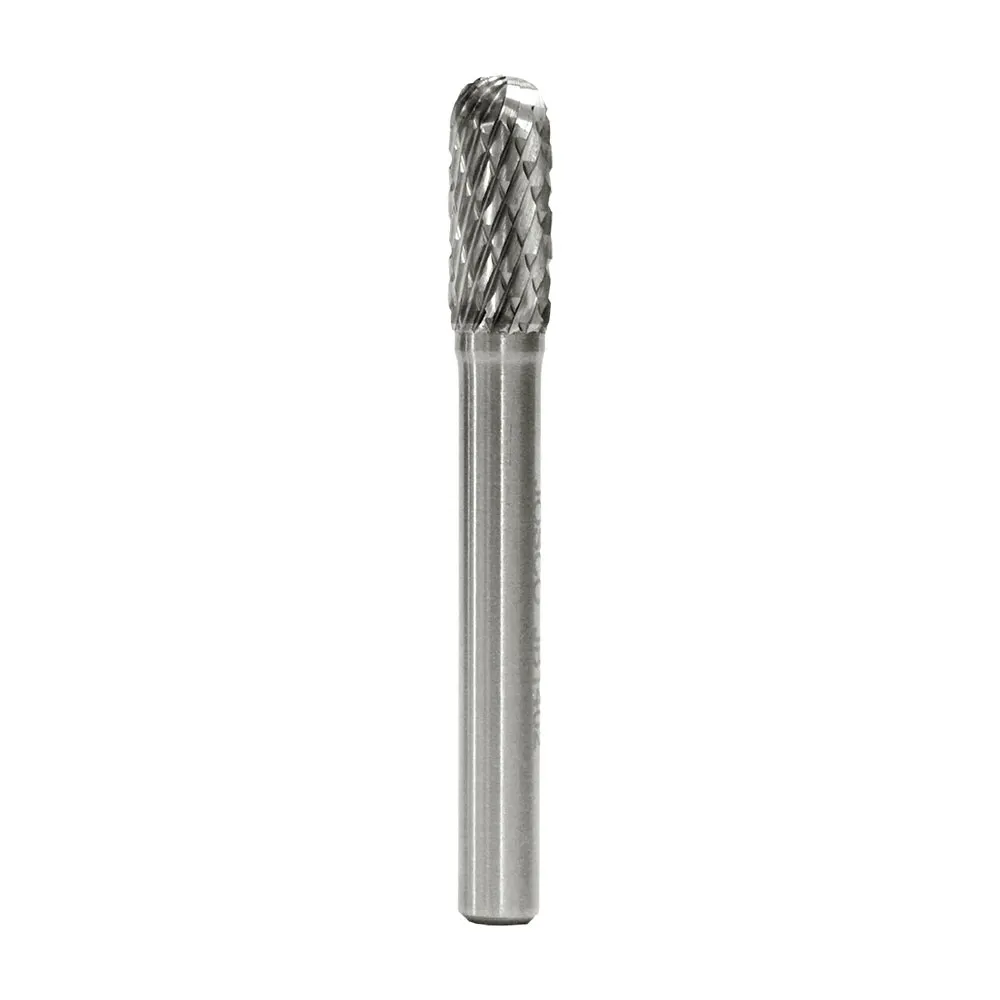 JOSCO 8 x 19mm 1/4inch Shank Ball-Nosed Cylinder Diamond Cut Carbide Burr