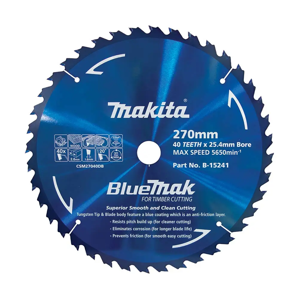 MAKITA 270mm x 25.4mm x 40T Bluemak TCT Saw Blade B-15241