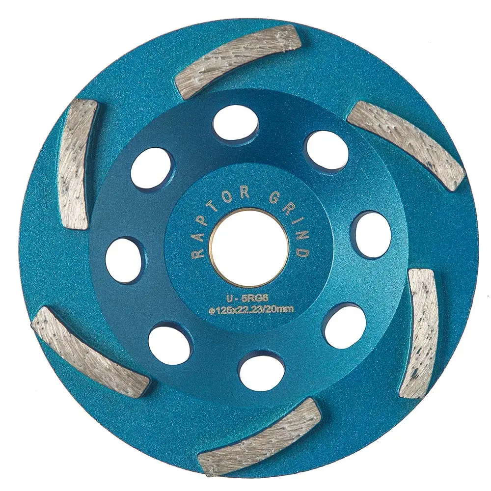 UNITEC 125mm 6-Segment Spiral Diamond Grinding Cup - RAPTOR U-5RG6