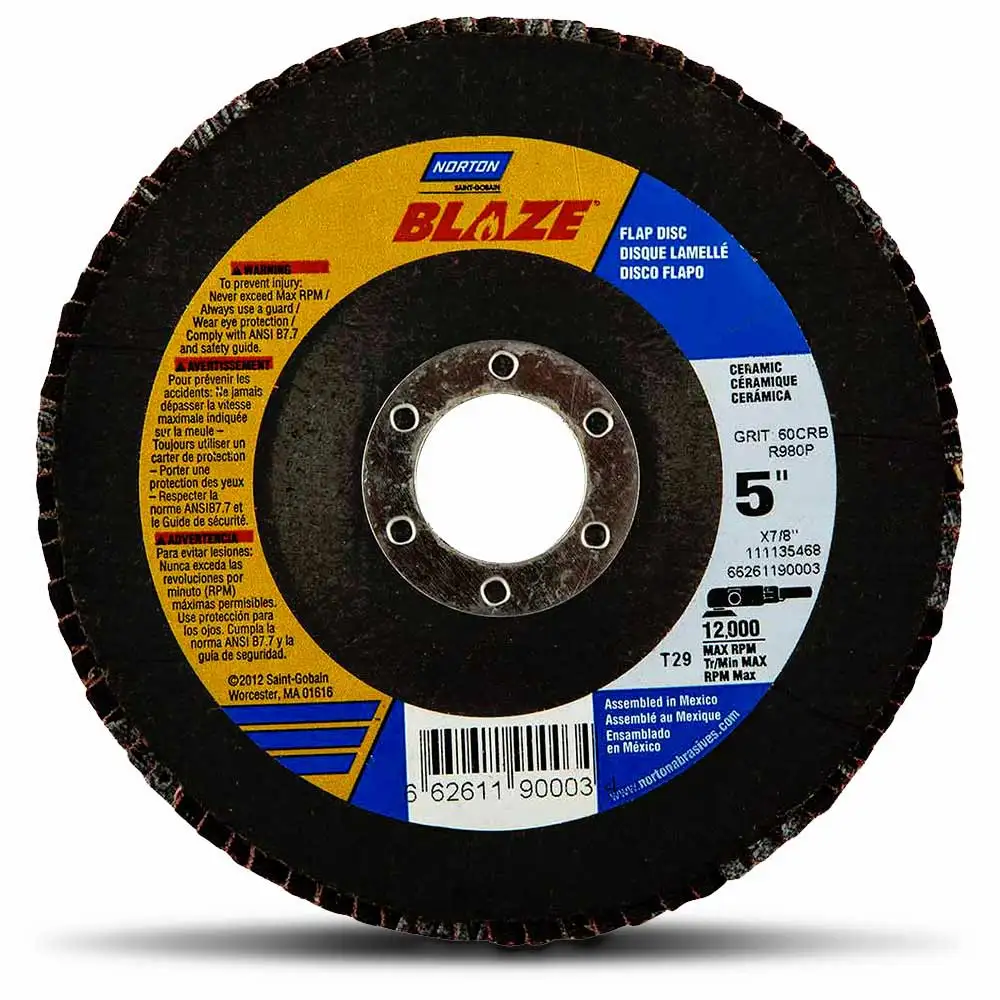 NORTON 125mm 60-Grit Ceramic Angled Flap Disc - BLAZE