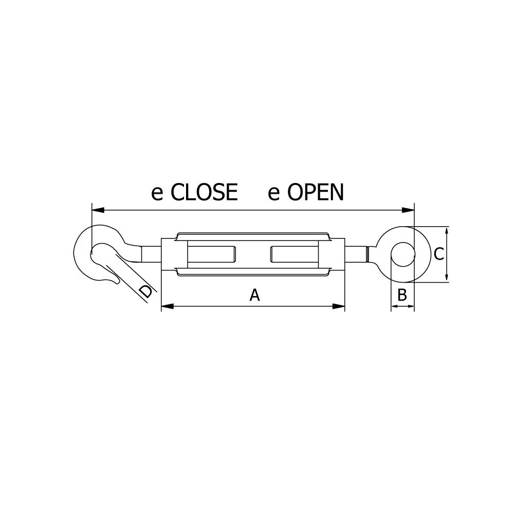 BEAVER 20mm Hook & Eye Commercial Galvanised Turnbuckles 323220