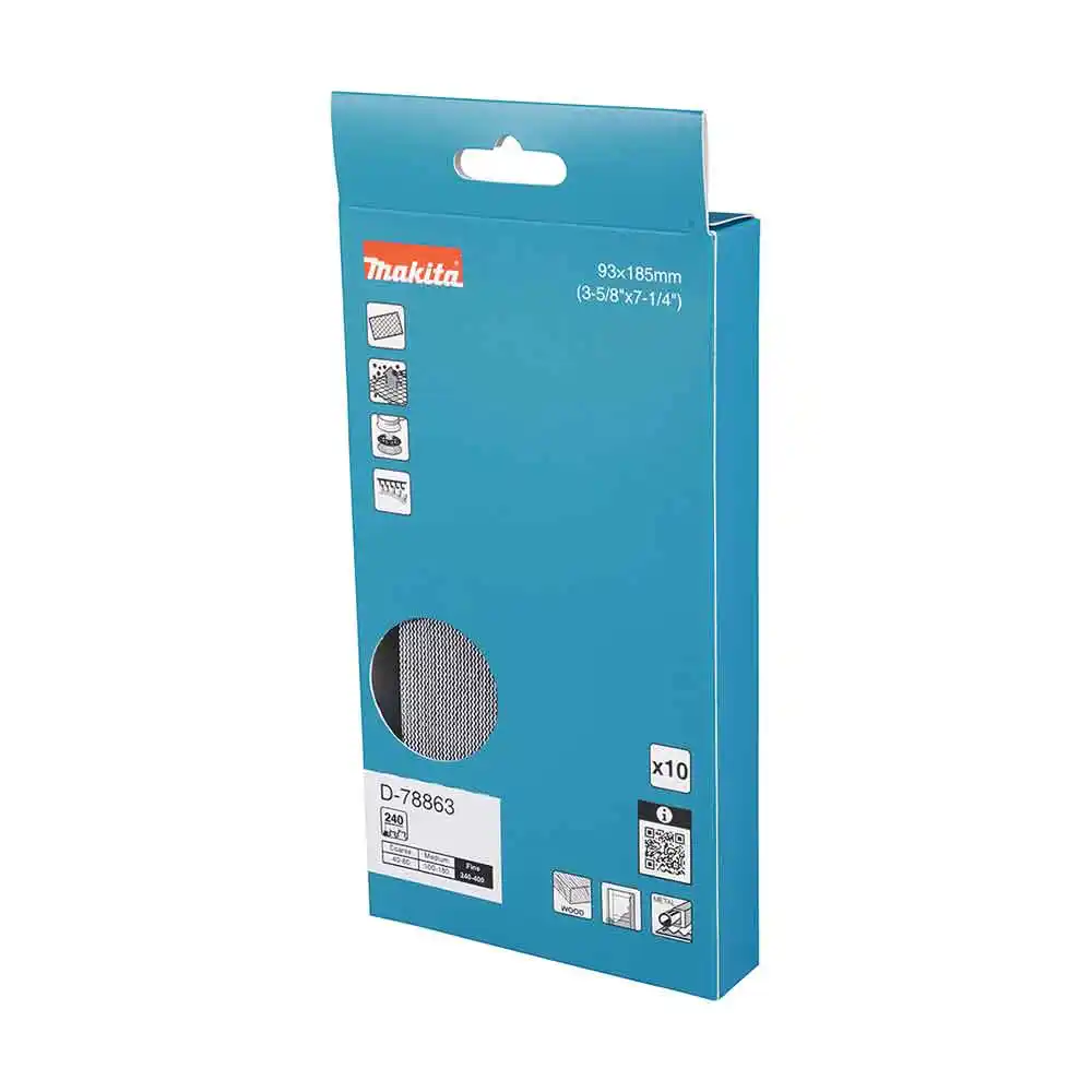 MAKITA 93 x 185mm 185Grit H&L Mesh Paint Sanding Sheet - 10 Piece D-78863