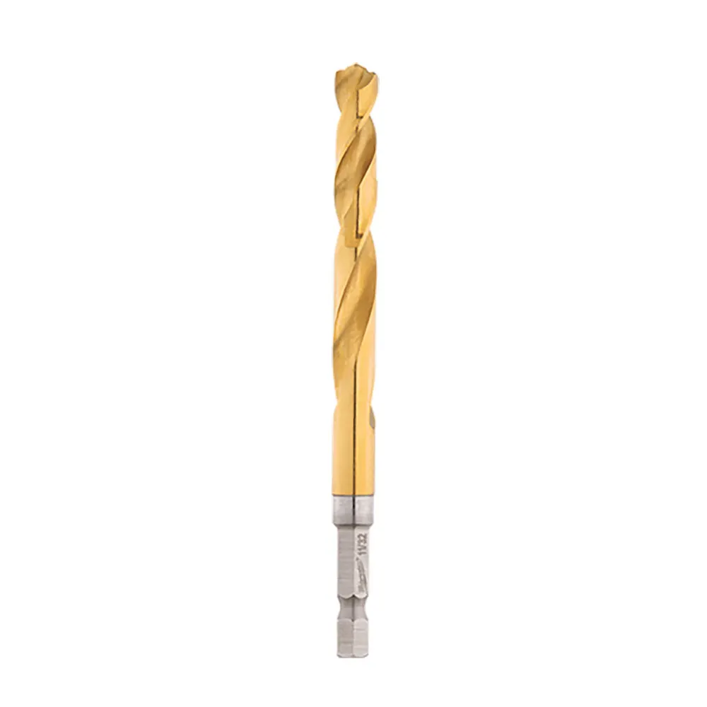 MILWAUKEE 8.0 x 111mm 1/4-Hex Quick-Change HSS-TiN Jobber Drill Bit - RED-HELIX 48894819